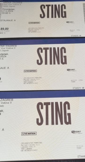 3 Karte Za Koncert Stinga U Areni Zagreb 27 05 2024