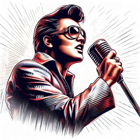 Retrato o rei do rock roll elvis presley ilustração de arte vetorial