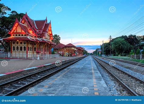 An Image Of The Hua Hin Railway Station Stock Image Image Of Sign