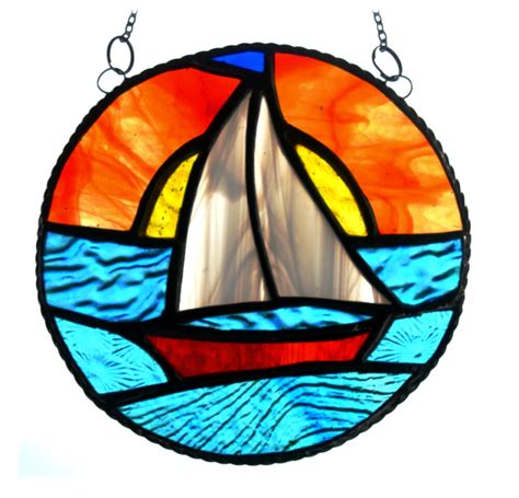 Sailboat Sunset Stained Glass Suncatcher The British Craft House