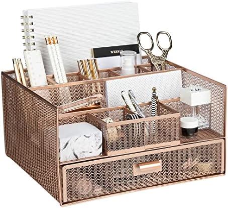 BLU MONACO Workspace Large 12 Compartments Rose Gold Desk Organizer