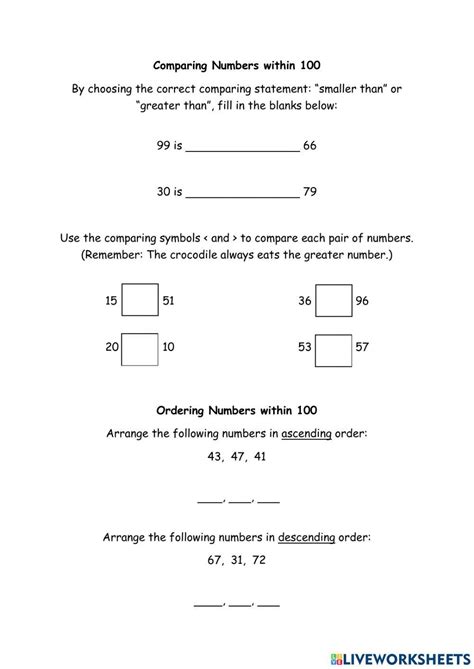 Comparing And Ordering Numbers Within 100 1625238 Dnzpm