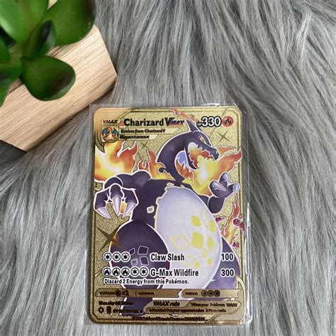 Mavin Shiny Charizard Vmax Gold Metal Charizard Pokemon Card