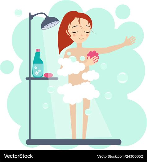 Taking A Shower Daily Routine Activities Of Women Vector Image