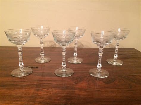 Libbey Rock Sharpe Crystal Etched Stemware Cordial Sherbet Set Of Six