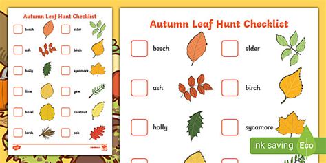 Autumn Leaf Hunt Checklist Professor Feito Twinkl