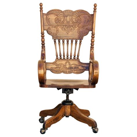 Antique Pressed Back Oak Steno Chair At 1stdibs