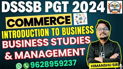 DSSSB PGT Vacancy 2024 Commerce Introduction To Business Business