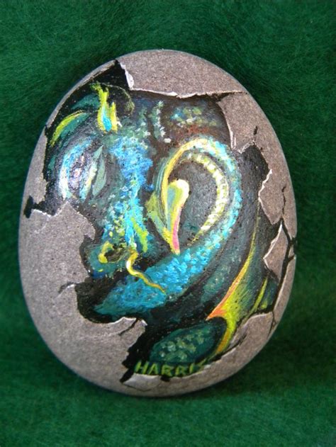 Hatching Dragon Painted Rock Exterior Is Natural Stone And Dragon