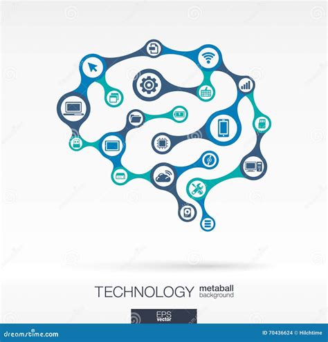 Brain Concept With Computer Technology Digital Icons Stock Vector