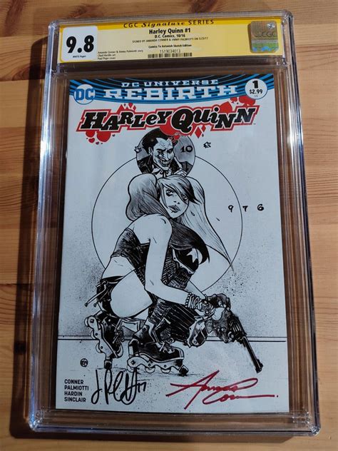 Harley Quinn 1 Cgc 9 8 Ss Conner Palmiotti Signed Comics To Astonish Sketch Ebay