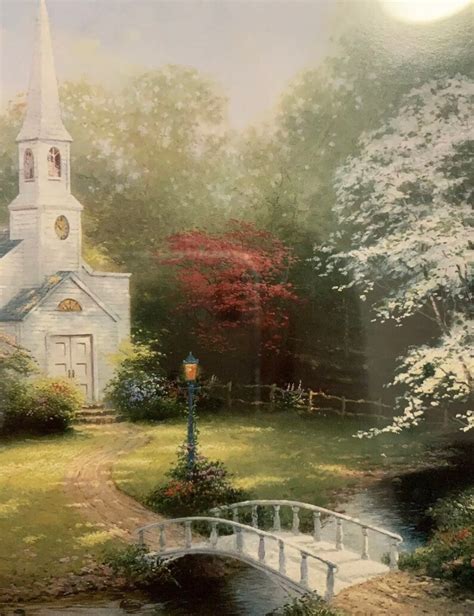 Vintage Thomas Kinkade Hometown Chapel Country Church Matted | Etsy