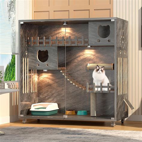 Amazon Wooden Cat House Large Space Cat Cage With Scratching Post