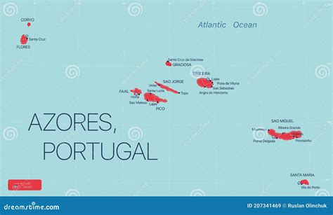 Azores Islands, Portugal Detailed Editable Map Royalty-Free Stock Photo ...