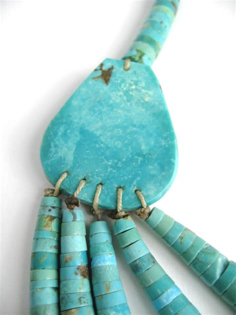 Turquoise 5 Strand Heishi Sterling Silver Clam Shell Necklace Native American For Sale At