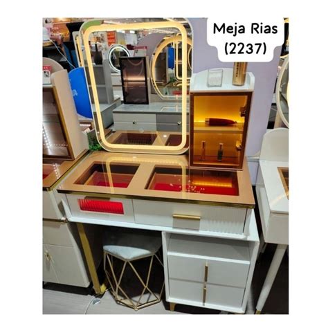 Jual Meja Rias Kaca Meja Make Up Set Meja Rias Cantik Lampu LED Laci