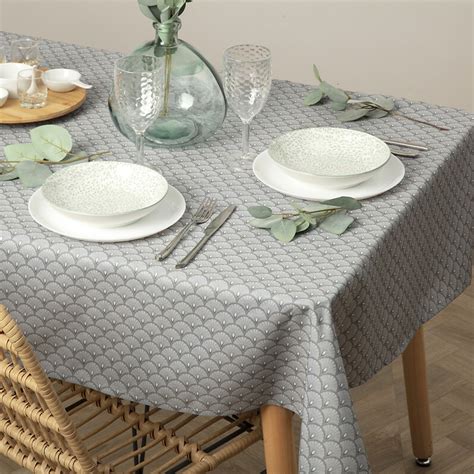 Nappe Rectangulaire Anti Tache L300 Cm Livia Grise Linge De Table