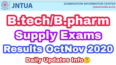 Jntua Latest Updates B Tech B Pharm Advanced Supply Supply Exams