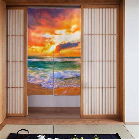 Ocean Rainbow Beach Sunset Or Sunrise Japanese Curtain Noren Toilet