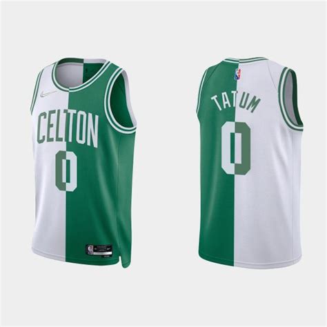 Men Boston Celtics 0 Jayson Tatum Split Edition NBA 75th Kelly Green