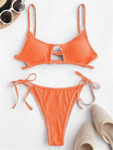 Damen Bikinis Bikini Sets Schleife Gerippter Enger Hintern Bikini 9 81 EUR