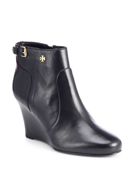 Tory Burch Milan Wedge Ankle Boots In Black Lyst