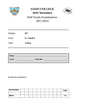 Fillable Online Gcss Skola Edu Form 4 Track 2 Gozo College Secondary