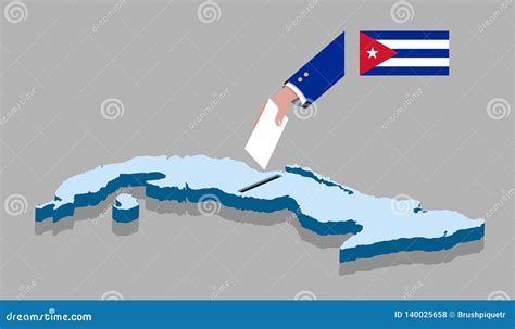 Cuban Election Results With Question Mark And Voting Ballot Over 3D Map Of Cuba Vector ...