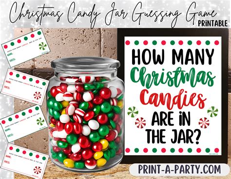 Christmas Candy Guessing Game How Many Candies In Jar Holiday Party Game Christmas Party Game