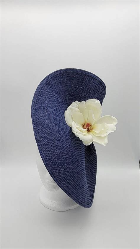 Navy Derby Hat Fascinator Church Formal Mothers Day Easter Royal