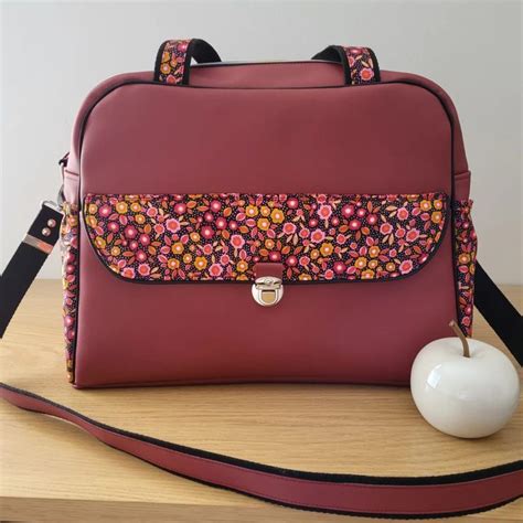 Sac Langer Boogie En Simili Prune Et Coton Fleuri Cousu Par V Ronique