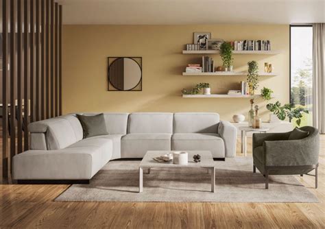 Light Grey L Shaped Sofa Bed | Baci Living Room