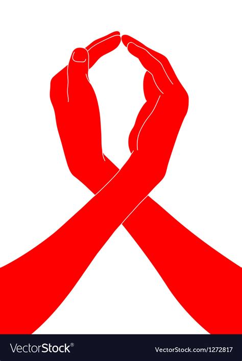 Aids Awareness Ribbon From The Hands Of Royalty Free Vector