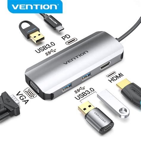 Vention Usb Hub C Hub To Multi Usb Hub Hdmi Vga Pd Adapter Dock For