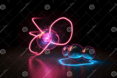 Abstract And Surreal Atom Model Lightning And Visualization Stock