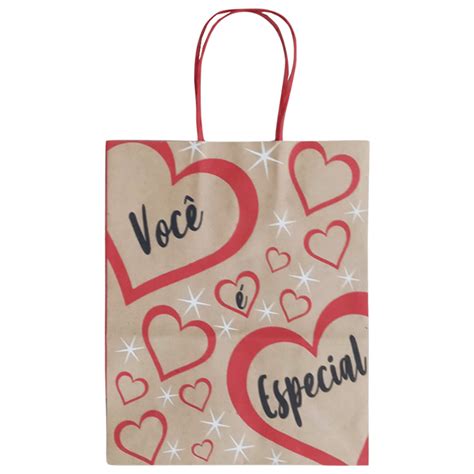 Sacola De Papel Estampada Voc Especial Cm X Cm Un