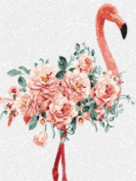 Broderie Diamant Flamant Rose Et Fleurs Art Et Diamants