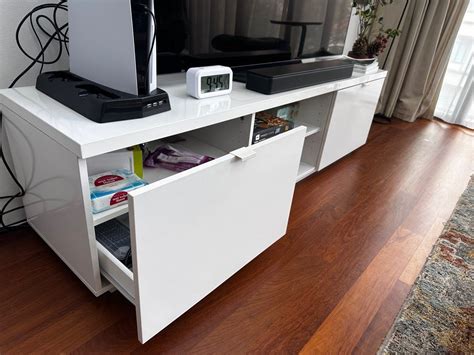 Ikea White Gloss Tv Console Furniture Home Living Furniture Tv