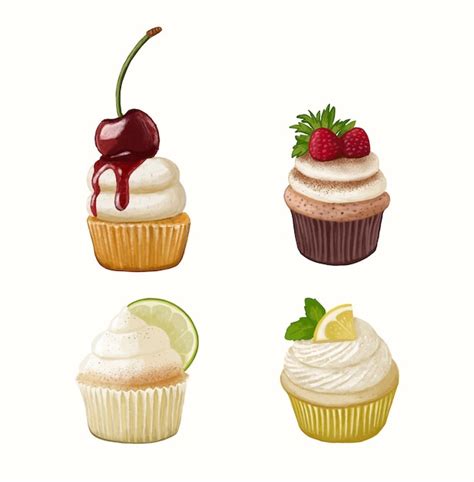 Premium Vector Hand Drawn Cupcake Set Illustration