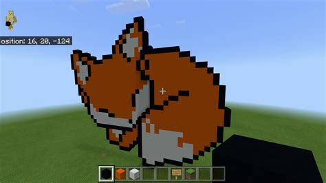 Minecraft Fox Pixel Art Grid