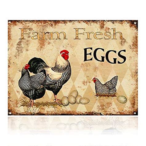 Vintage chicken metal sign farm fresh eggs | Etsy