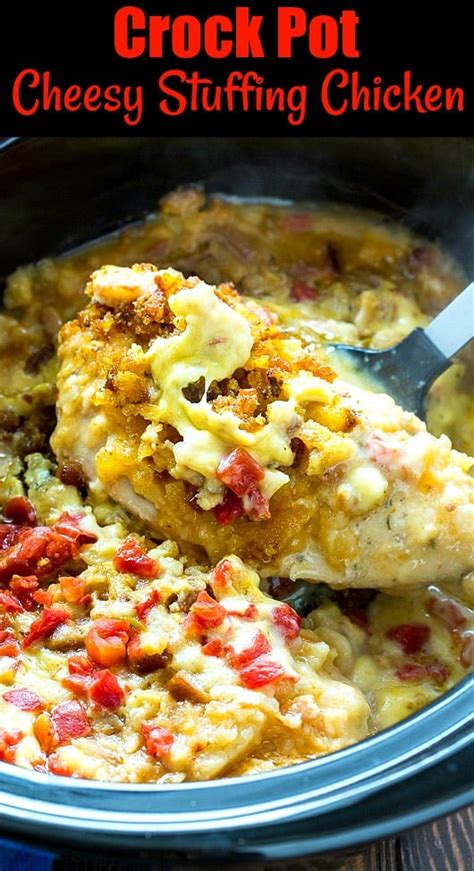 Crock Pot Cheesy Stuffing Chicken Spicy Southern Kitchen