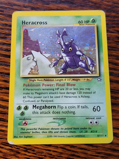 Pokemon Tcg Holo Card Neo Genesis Heracross Pl Ebay