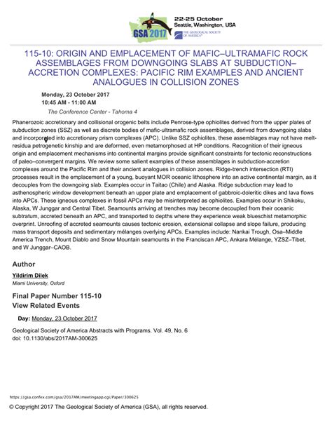 (PDF) ORIGIN AND EMPLACEMENT OF MAFIC-ULTRAMAFIC ROCK ASSEMBLAGES FROM DOWNGOING SLABS AT ...