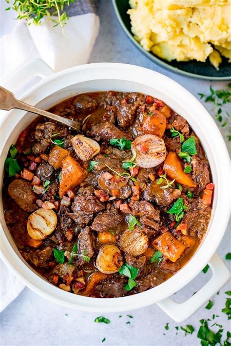 A Sumptuously Rich Slow Cooked Beef Stew Braised With Red Wine And