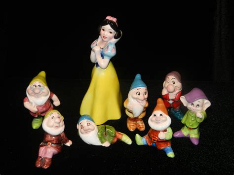 Vintage Porcelain Set Of Snow White And The Seven Dwarfs Figurines Sold On Ruby Lane