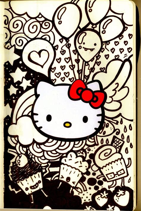 Doodle Art Hello Kitty Berwarna