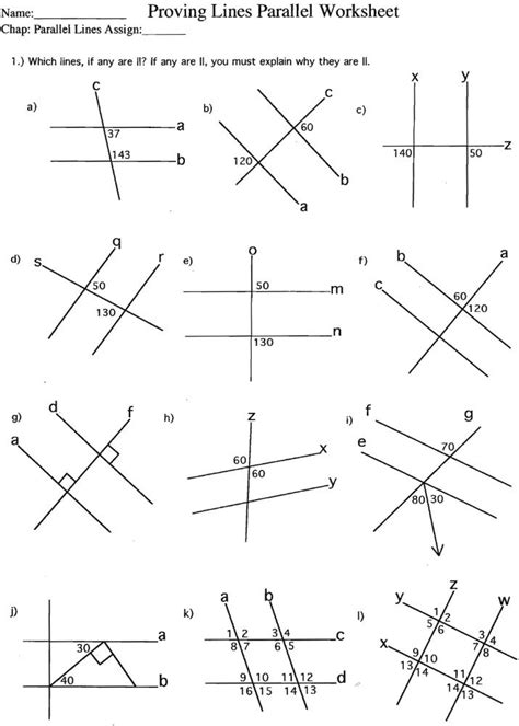 Angles In Parallel Lines Worksheet