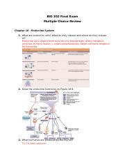 BIO 202 Final Multiple Choice Review SUMMER 2019 Revised Docx BIO 202