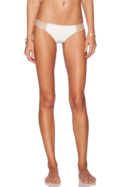 MIKOH Kapalua Multi Skinny String Side Bikini Bottom In Bone REVOLVE